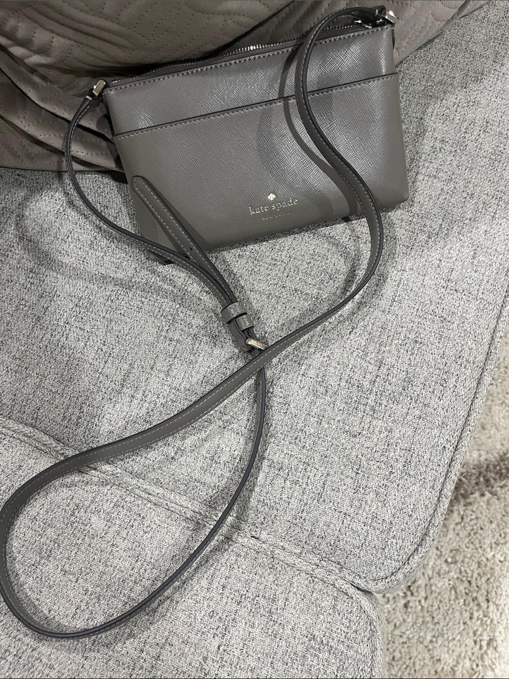 kate spade Gray Saffiano Leather Crossbody Bag